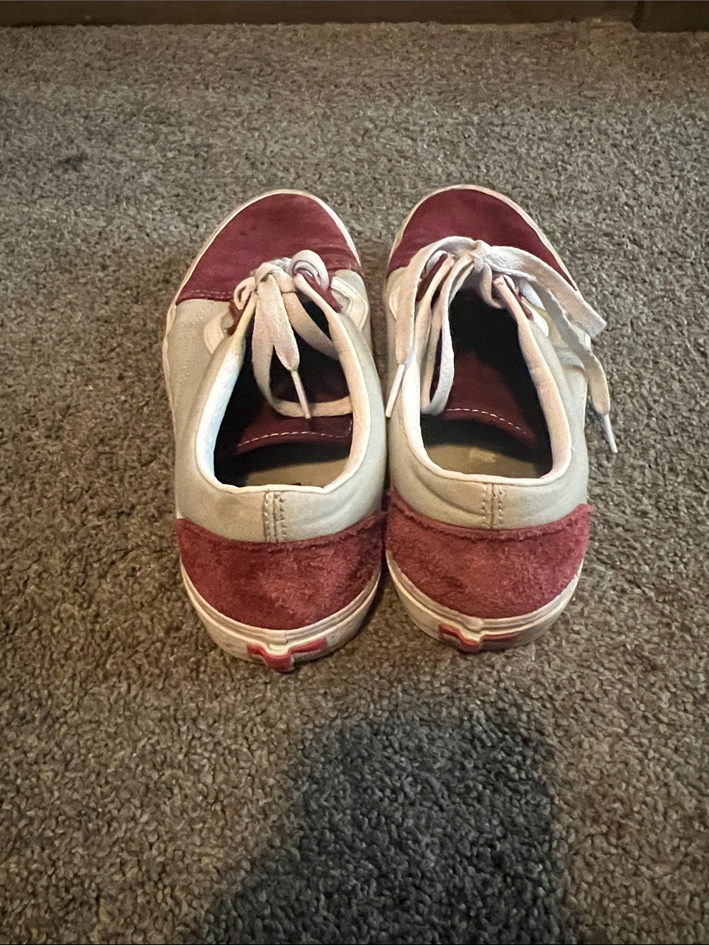 Vans Men's Lace-Up Sneakers in Cream and Maroon - Picture 5 of 7